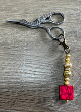 Load image into Gallery viewer, Gold & Pink Scissor Fob Sonia's Needle & Thread