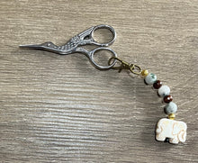 Load image into Gallery viewer, Stone Elephant Scissor Fob Sonia's Needle & Trhead