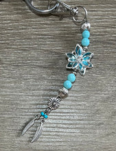 Load image into Gallery viewer, Blue & Silver Flower Scissor Fob