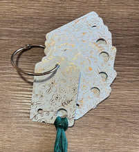 Load image into Gallery viewer, floss drops aqua with gold flowers