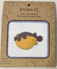 Load image into Gallery viewer, Puffer Fish - Sea Creatures Felt Embroidery Kit Make It 585175