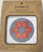 Load image into Gallery viewer, Purple Floral Brooch - Pretty Petals Felt Embroidery Brooch Kit Make It 585187