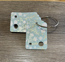 Load image into Gallery viewer, Floss Drops - Sage with White & Gold Flowers - Set of 15 - Blank Backs