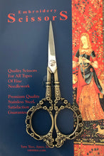 Load image into Gallery viewer, Victorian Bronze embroidery cross stitch scissors 12cm.