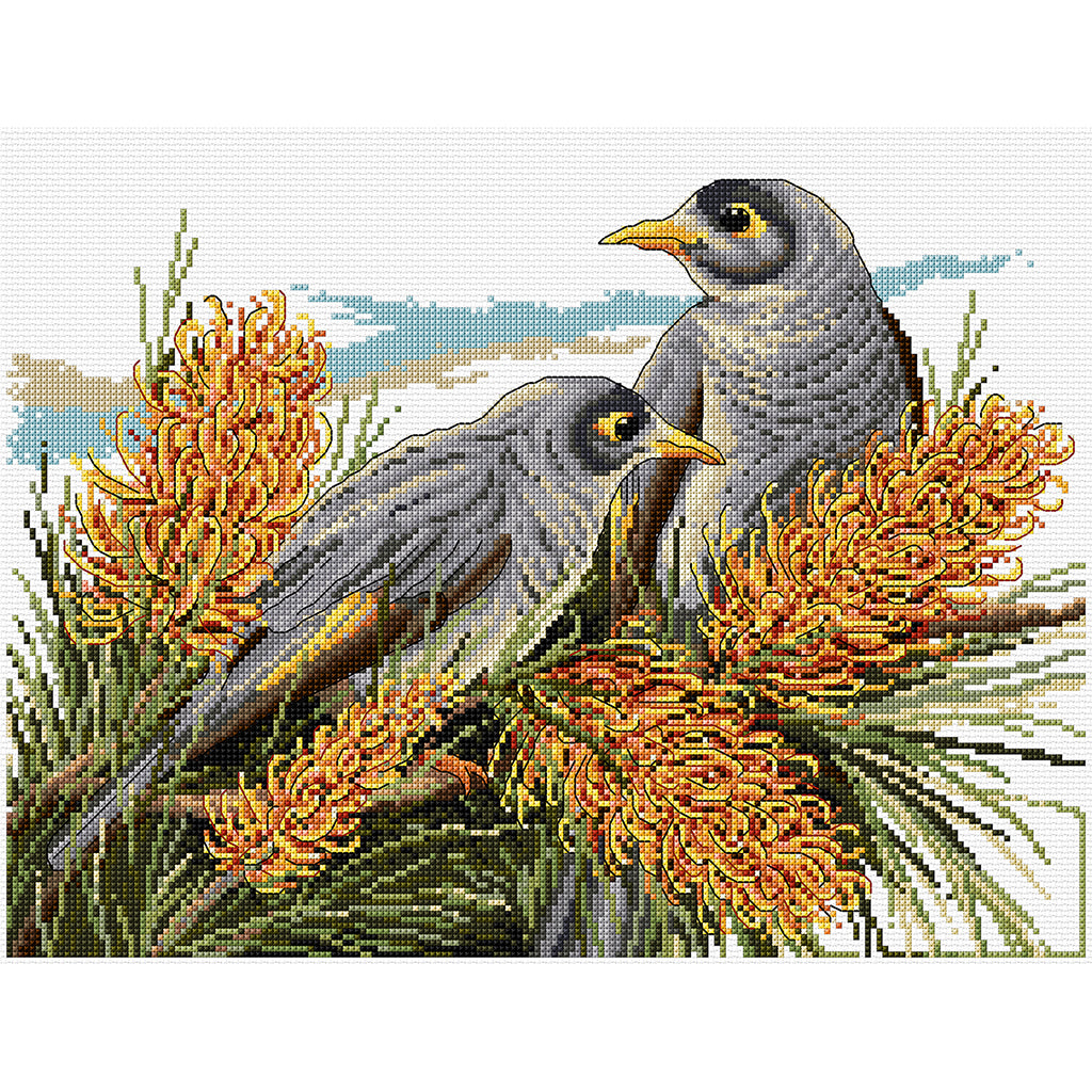 Noisy Miner Birds Cross Stitch Chart Country Threads