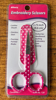 Pink white polka dot embroidery cross stitch scissors 9.6cm.