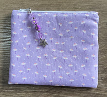 Load image into Gallery viewer, Ditzy Purple Garden Floral Accessory Pouch - 13cm x 15.5cm with Zipper Charm
