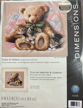 Load image into Gallery viewer, Teddy &amp; Kittens Cross Stitch Kit by Dimensions 35236
