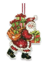 Load image into Gallery viewer, Santa with Bag Christmas Ornament Cross Stitch Kit by Dimensions 70-08912
