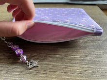 Load image into Gallery viewer, Ditzy Purple Garden Floral Accessory Pouch - 13cm x 15.5cm with Zipper Charm
