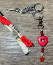 Load image into Gallery viewer, love heart scissor fob
