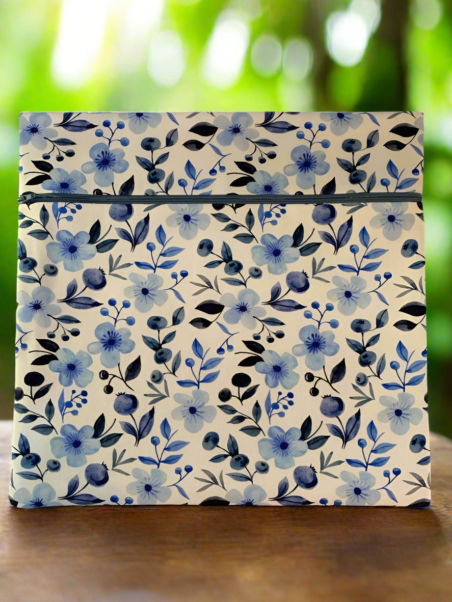 Blue White Floral Project Bag