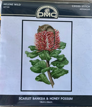 Load image into Gallery viewer, DMC Cross Stitch Kit - Scarlet Banksia &amp; Honey Possum 577101 Helene Wild
