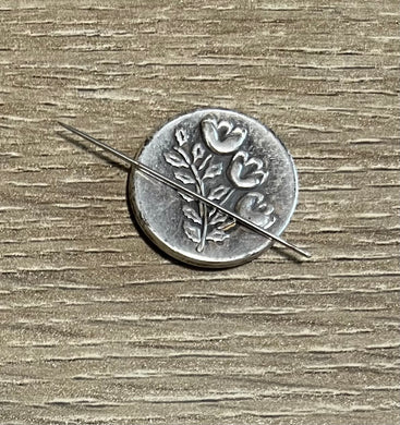 Antique Silver Floral Needle Minder