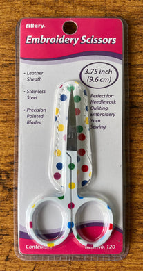 white coloured  polka dot embroidery cross stitch scissors 9.6cm.