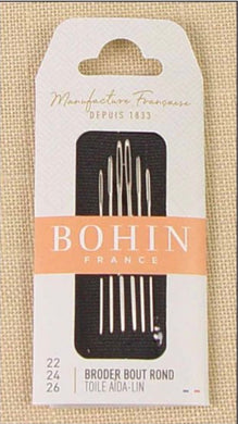 Bohin cross stitch needle size 22, 24, 26.