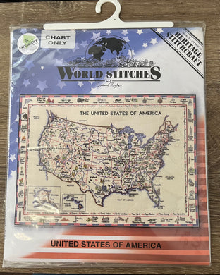 United States of America Map Cross Stitch Chart Susan Ryder Heritage Stitchcraft Sonia's Needle & Thread