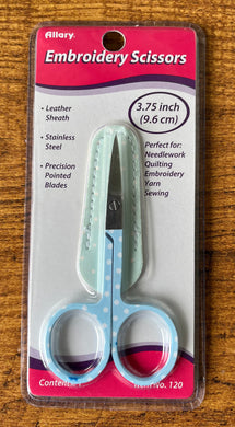 Pale blue white polka dot embroidery cross stitch scissors 9.6cm.