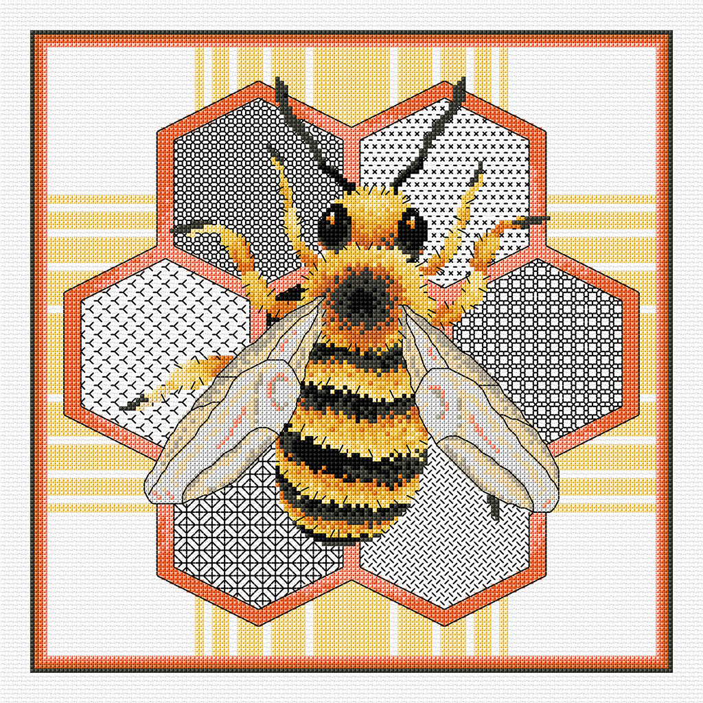 Honey Bee (Blackwork) - Country Threads FJP-1107 Cross Stitch Chart ...