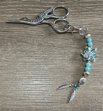 Load image into Gallery viewer, Blue &amp; Silver Flower Scissor Fob
