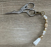 Load image into Gallery viewer, Gold &amp; Pearl Scissor Fob
