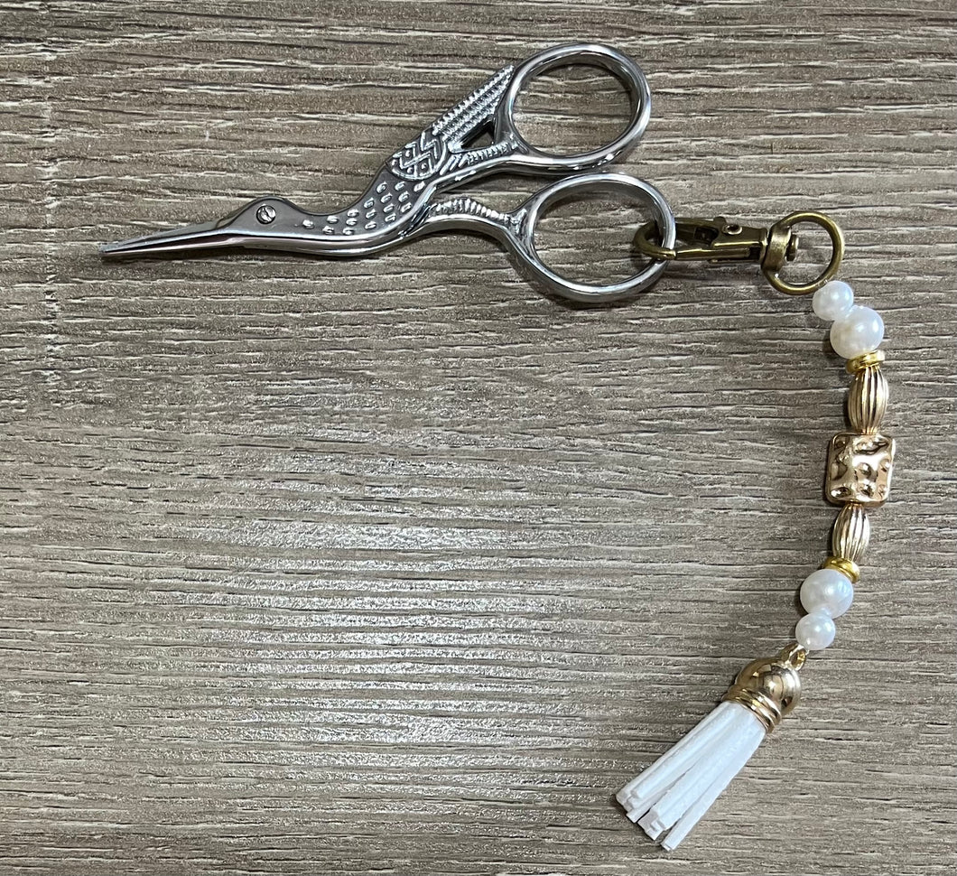 Gold & Pearl Scissor Fob