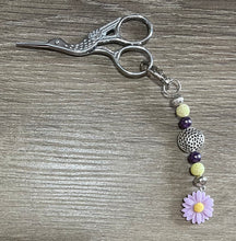 Load image into Gallery viewer, Purple Flower Scissor Fob
