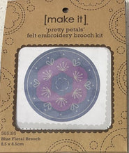 Load image into Gallery viewer, Blue Floral Brooch - Pretty Petals Felt Embroidery Brooch Kit Make It 585185
