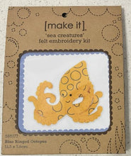 Load image into Gallery viewer, Blue Ringed Octopus - Sea Creatures Felt Embroidery Kit Make It 585177
