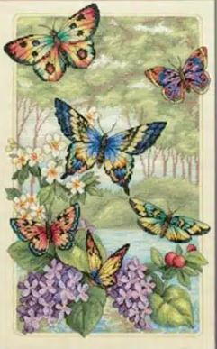 butterfly forest cross stitch kit by dimensions