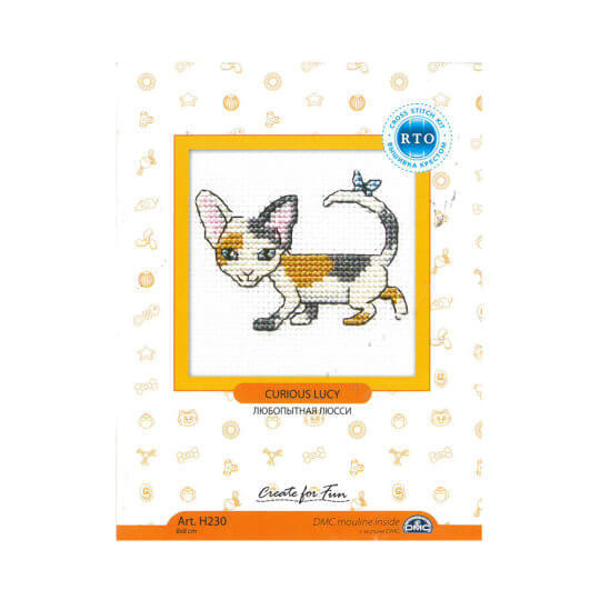 Curious Lucy Cat Cross Stitch Kit by RTO - H230