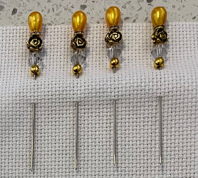 Golden roses and diamontes counting pins