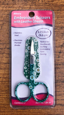 green white daisy floral embroidery cross stitch scissors 9.6cm.