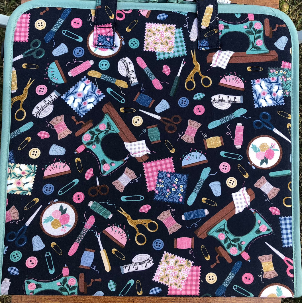 Navy Sewing Pattern Craft Storage Case by Birch