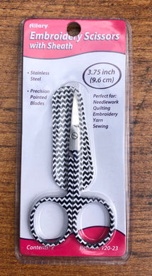 black white zig zag embroidery cross stitch scissors 9.6cm.