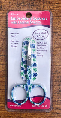 blue green floral embroidery cross stitch scissors 9.6cm.