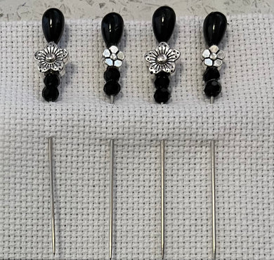 Large & Small silver flowers counting pins