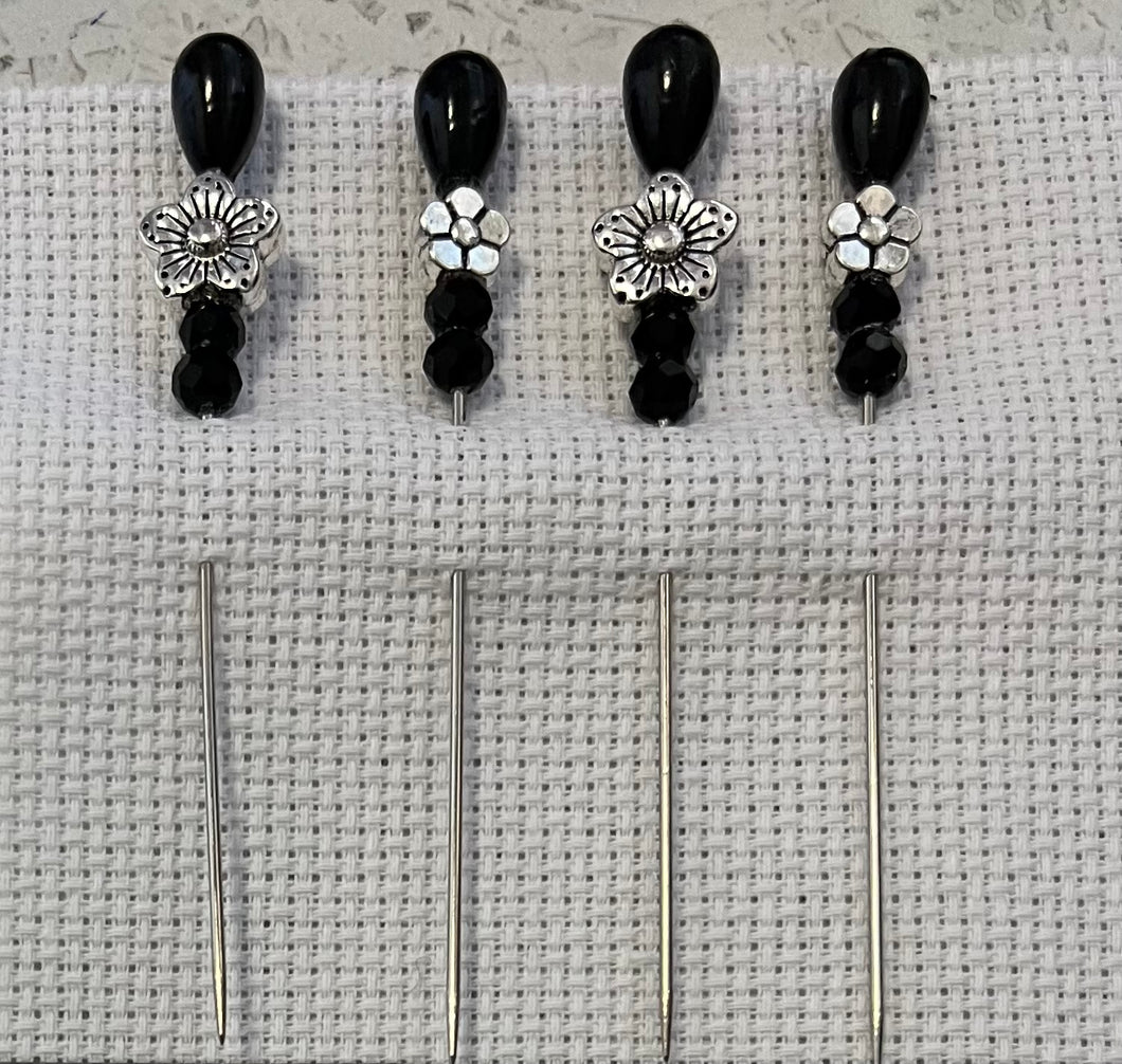 Large & Small silver flowers counting pins