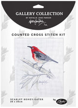 Load image into Gallery viewer, Scarlet Honey Eater Cross Stitch Kit by Natalie Jane Parker - Gallery Collection
