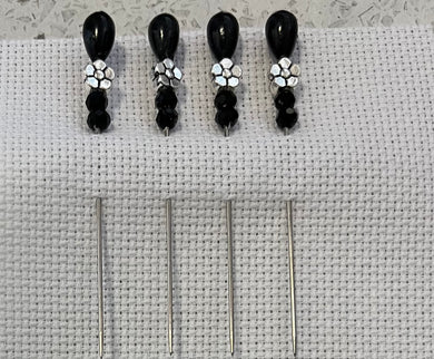Silver flowers counting pins