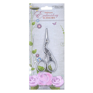 silver stork embroidery cross stitch scissors 9cm.