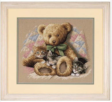 Teddy & Kittens Cross Stitch Kit by Dimensions