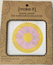 Load image into Gallery viewer, Yellow Floral Brooch - Pretty Petals Felt Embroidery Brooch Kit Make It 585186
