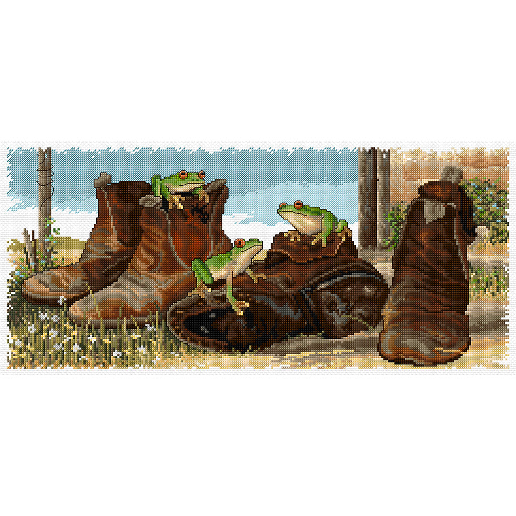 Frogs in Boots Cross Stitch Chart Country Threads