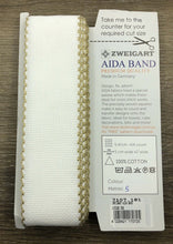 Load image into Gallery viewer, 14ct Aida Band - Zweigart 5cm (50mm) White with Gold Trim - Zweigart
