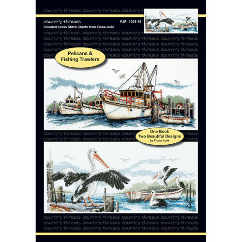 Fishing Trawler Pelicans Cross Stitch Chart Country Threads