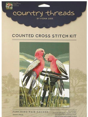 Perching Pair Galahs Cross Stitch Kit Country Threads