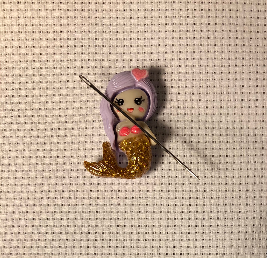 Mermaid with Gold Tail Needle Minder - 003