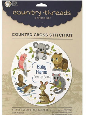 Little Aussie Birth Sampler Cross Stitch Kit Country Threads